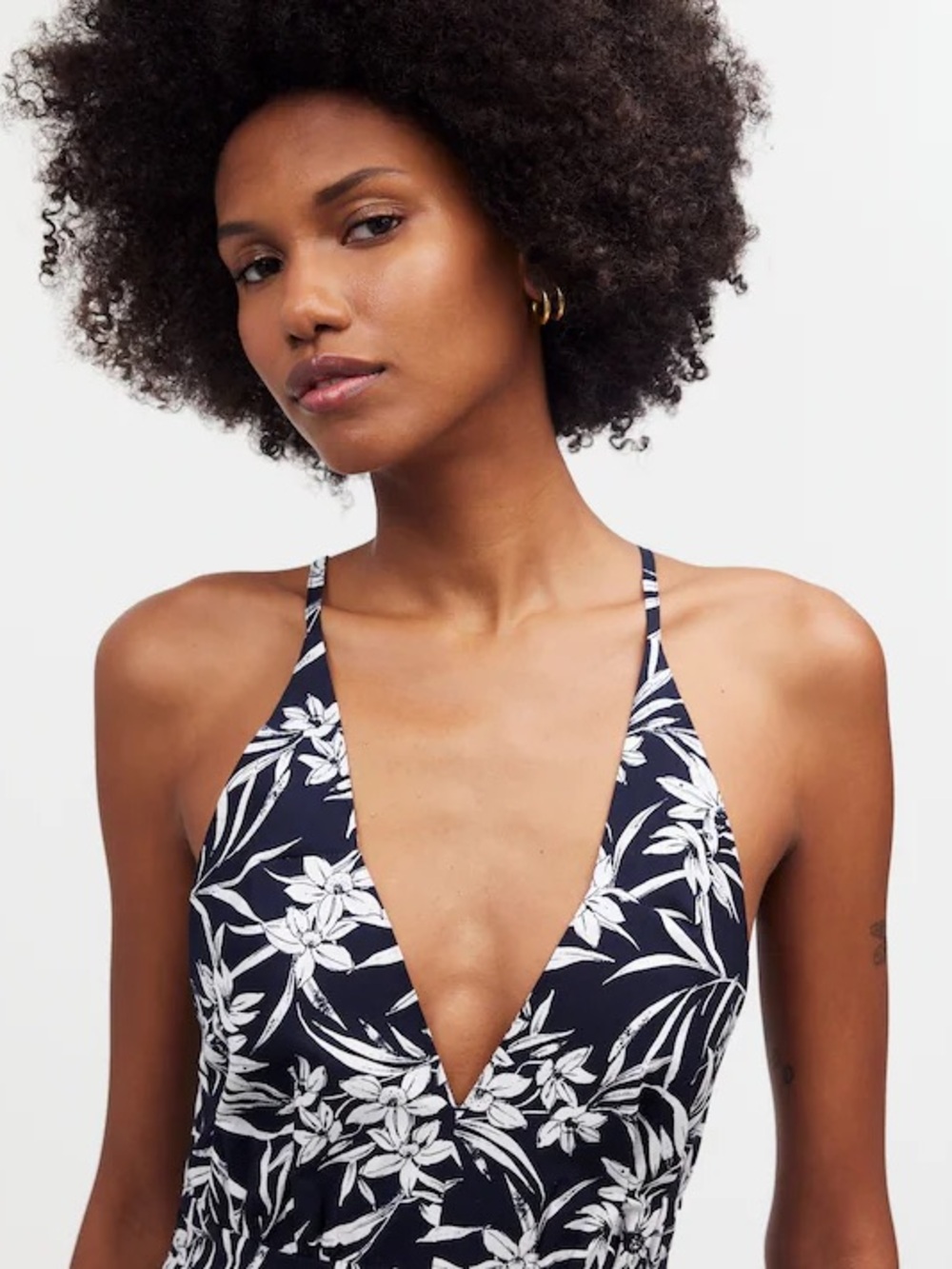 Madewell Cotton Plunge Midi Dress, L